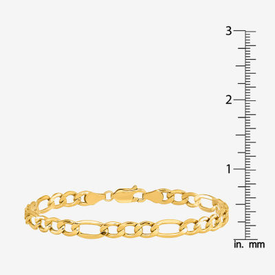 10K Gold Inch Semisolid Figaro Chain Bracelet