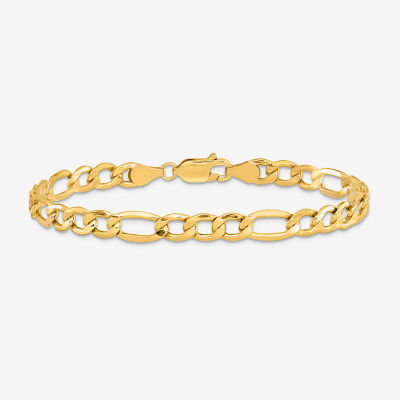 10K Gold Inch Semisolid Figaro Chain Bracelet