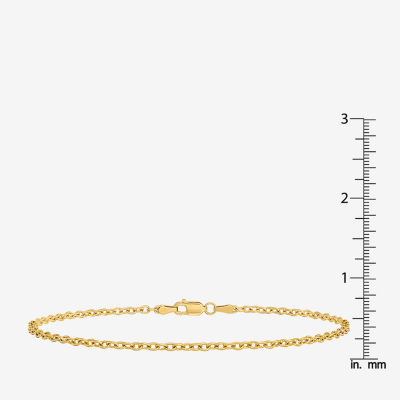 14K Gold Inch Solid Cable Ankle Bracelet