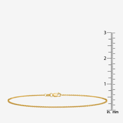 14K Gold Inch Solid Cable Ankle Bracelet