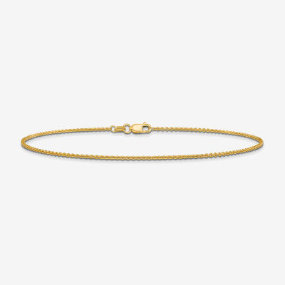 14K Gold Inch Solid Cable Ankle Bracelet