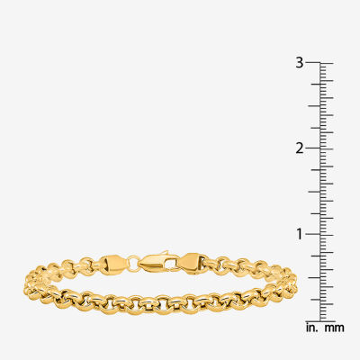 14K Gold 7.5 Inch Hollow Rolo Link Bracelet