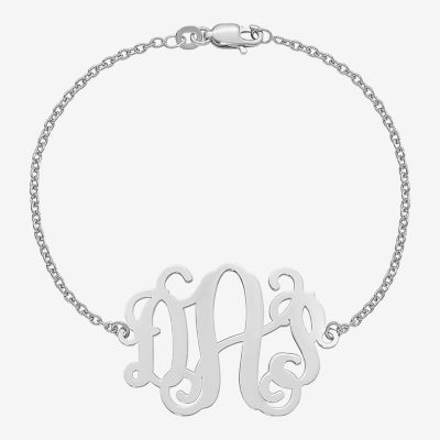 Personalized Sterling Silver 32x35mm Polished Monogram Bracelet