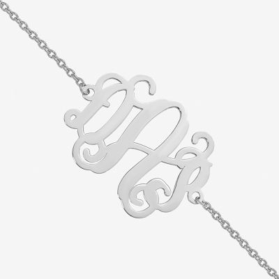 Personalized Sterling Silver 32x35mm Polished Monogram Bracelet