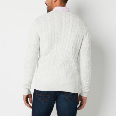 St. John's Bay Cable Mens Crew Neck Long Sleeve Pullover Sweater