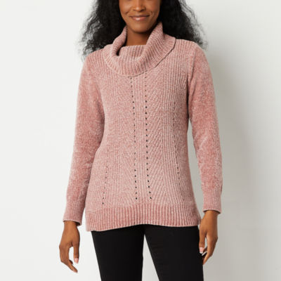 Chenille cowl outlet neck sweater