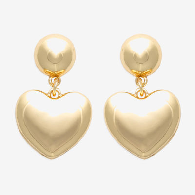 Bijoux Bar Gold Tone Heart Drop Earrings