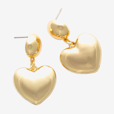 Bijoux Bar Gold Tone Heart Drop Earrings