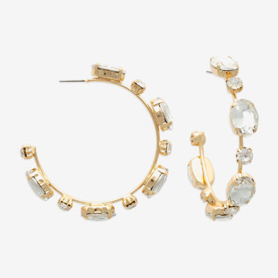 Bijoux Bar Gold Tone Womens Glass 59mm Hoop Earrings