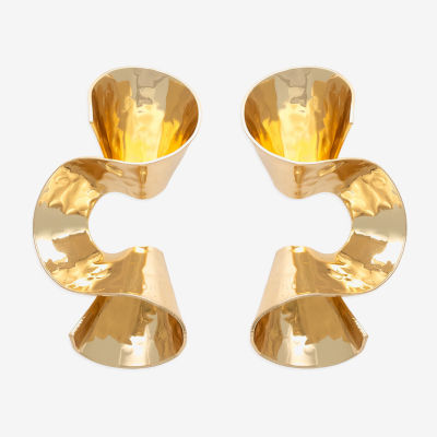 Bijoux Bar Gold Tone Ribbon Drop Earrings