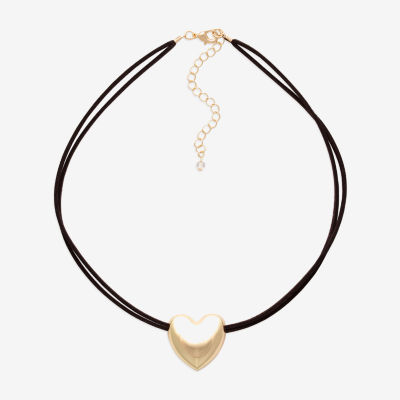 Bijoux Bar Gold Tone 16 Inch Rope Heart Pendant Necklace