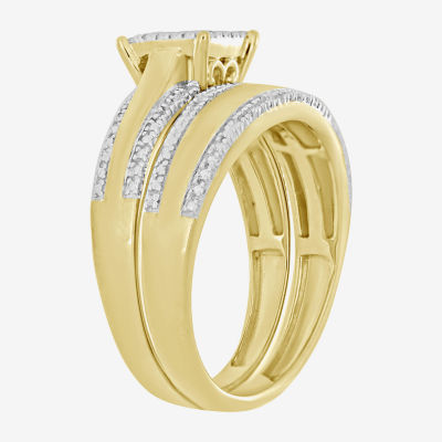 Womens 1/6 CT. T.W. Natural White Diamond 10K Gold Bridal Set