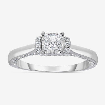 (I / I1) Womens 1 CT. T.W. Lab Grown White Diamond 10K Gold Solitaire Engagement Ring