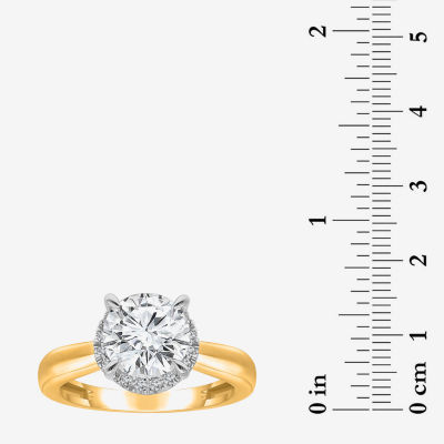 2 1/7 Ct.T.W. (I / I1) Womens Lab Grown White Diamond 14K Gold Round Halo Engagement Ring