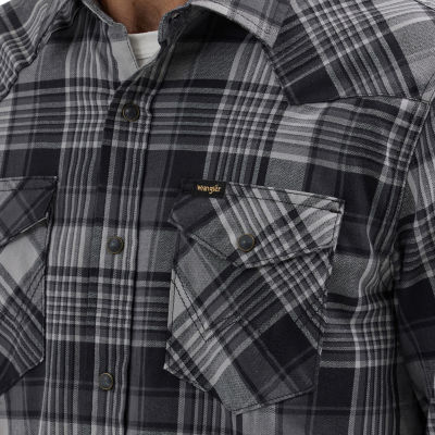 Wrangler Broken Twill Woven Mens Regular Fit Long Sleeve Plaid Button-Down Shirt