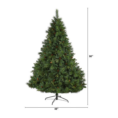 Nearly Natural Full Bodied Mixed Pine 7 1/2 Foot Pre-Lit Pine Christmas Tree