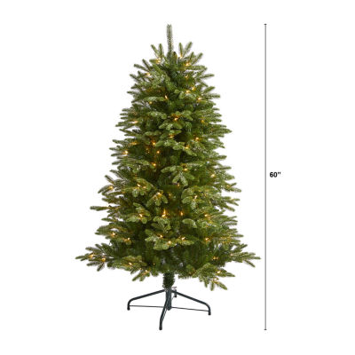 Nearly Natural Snowed 5 Foot Pre-Lit Pine Christmas Tree