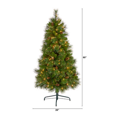 Nearly Natural Golden Washington 5 Foot Pre-Lit Pine Christmas Tree