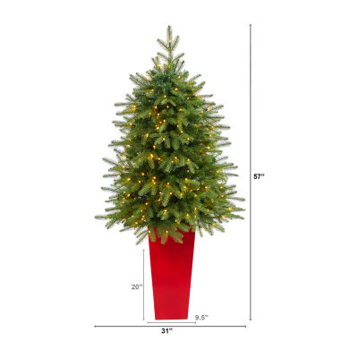 Nearly Natural Vancouver Fir 4 1/2 Foot Pre-Lit Potted Fir Christmas Tree