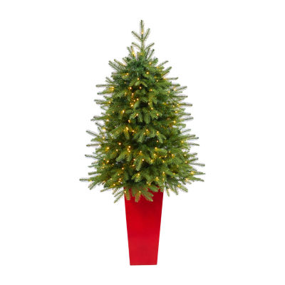 Nearly Natural Vancouver Fir 4 1/2 Foot Pre-Lit Potted Fir Christmas Tree