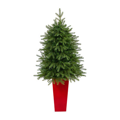 Nearly Natural Vancouver Fir 4 1/2 Foot Pre-Lit Potted Fir Christmas Tree