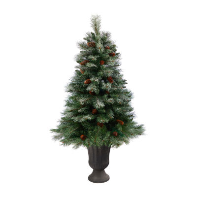 Nearly Natural Snowed French Alps 4 Foot Potted Pine Christmas Tree