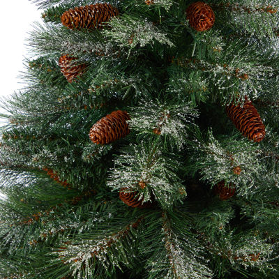 Nearly Natural Snowed French Alps Pine 4 1/2 Foot Potted Pine Christmas Tree