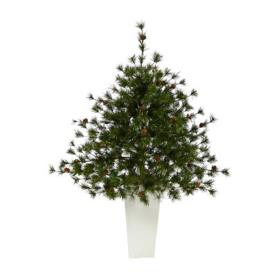 Nearly Natural Colorado Mountain 3 1/2 Foot Pre-Lit Potted Pine Christmas Tree