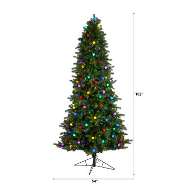 Nearly Natural 8 1/2 Foot Pre-Lit Fir Christmas Tree