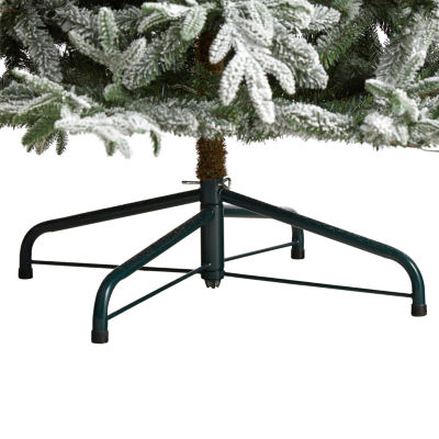 Nearly Natural 9 1/2 Foot Pre-Lit Flocked Spruce Christmas Tree