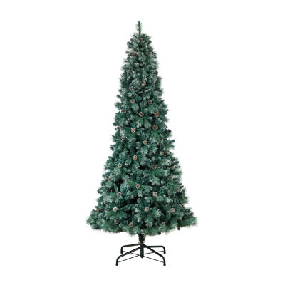 Nearly Natural Frosted 9 Foot Pre-Lit Flocked Pine Christmas Tree