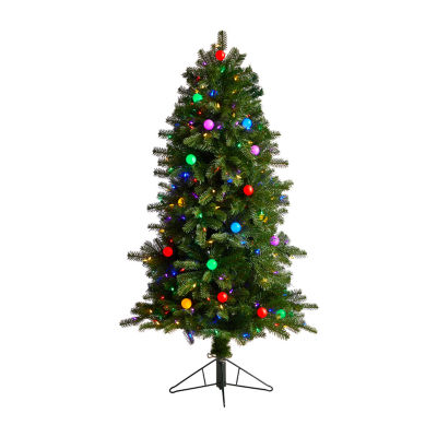 Nearly Natural 5 Foot Pre-Lit Fir Christmas Tree