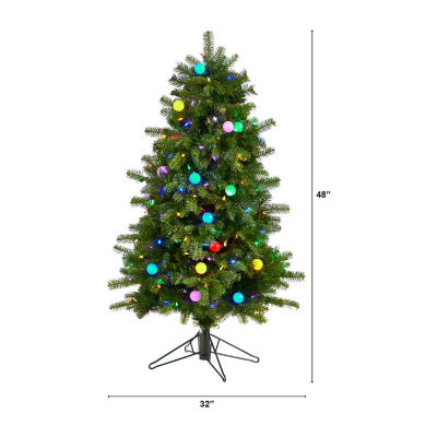 Nearly Natural 4 Foot Pre-Lit Fir Christmas Tree