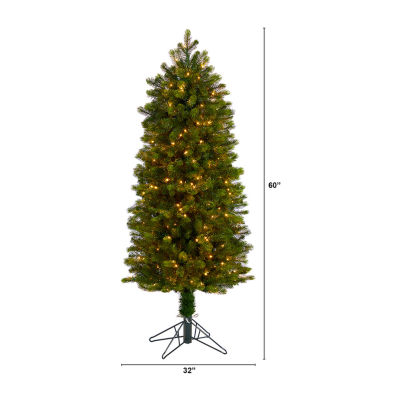 Nearly Natural Slim 5 Foot Pre-Lit Multi-Function Lights Spruce Christmas Tree