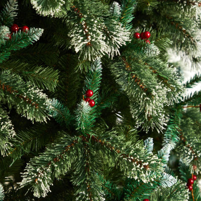 Nearly Natural 10ft Frosted Pine 10 Foot Pre-Lit Flocked Pine Christmas Tree