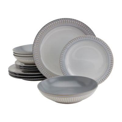 Fieldcrest Cambria 12-pc. Stoneware Dinnerware Set, Color: Gray