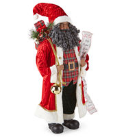 North Pole Trading Co. 36in List African American Christmas Santa Figurine, One Size, Red