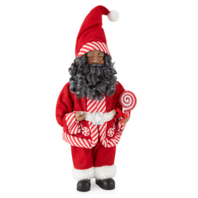 North Pole Trading Co. 12in Candy African American Santa Figurine