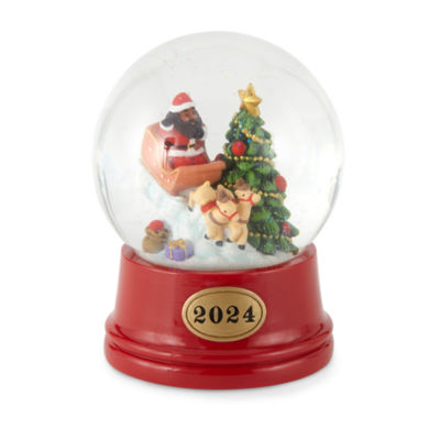 North Pole Trading Co. Santa In Sleigh African American Snow Globe