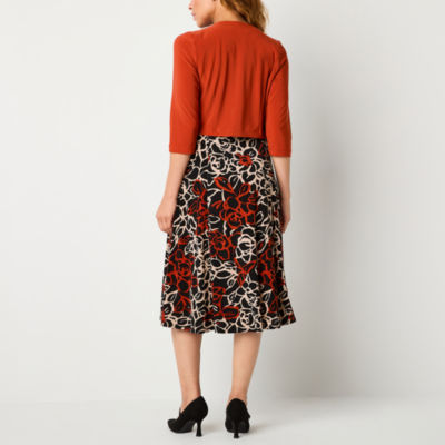 Danny & Nicole Womens Floral Midi Jacket Dress