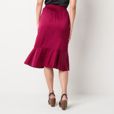 by&by Womens High Rise Midi Wrap Skirt-Juniors