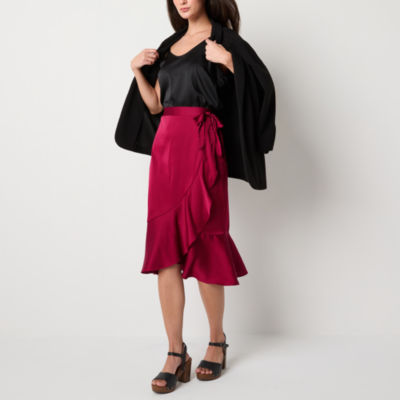 by&by Womens High Rise Midi Wrap Skirt-Juniors