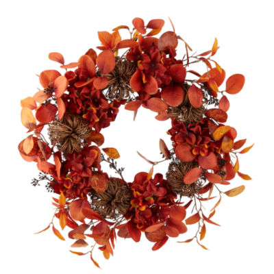 Linden Street 24in Red Lantern And Pumpkin Indoor Outdoor Wreath
