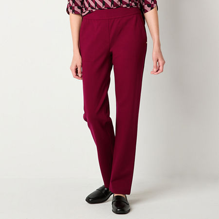 Liz Claiborne Womens Mid Rise Straight Pull-On Pants, X-large, Red