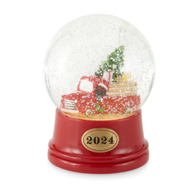 North Pole Trading Co. Holiday Red Truck African American Snow Globe