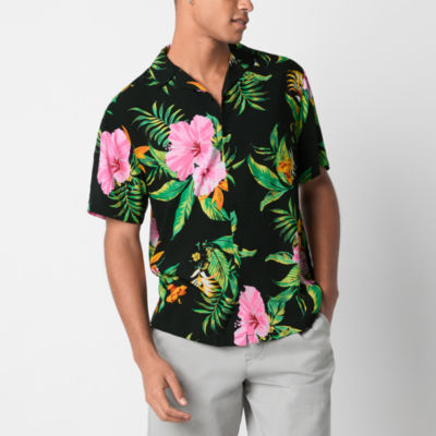 Jaywalker Mens Short Sleeve Floral Button-Up Shirt