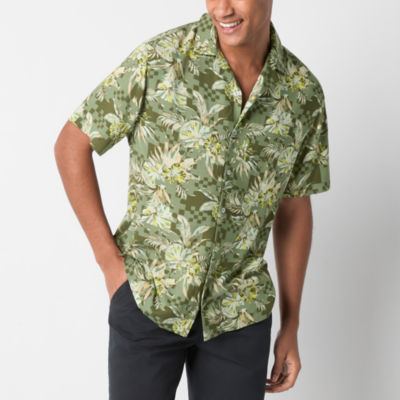 Jaywalker Mens Short Sleeve Floral Button-Up Shirt