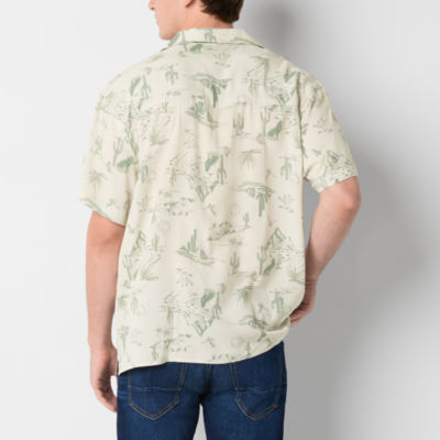 Arizona Mens Rayon Short Sleeve Button-Up Shirt