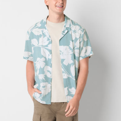 Arizona Mens Rayon Short Sleeve Button-Up Shirt