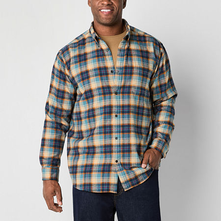 St. John's Bay Big and Tall Mens Classic Fit Long Sleeve Flannel Shirt, 5x-large, Blue